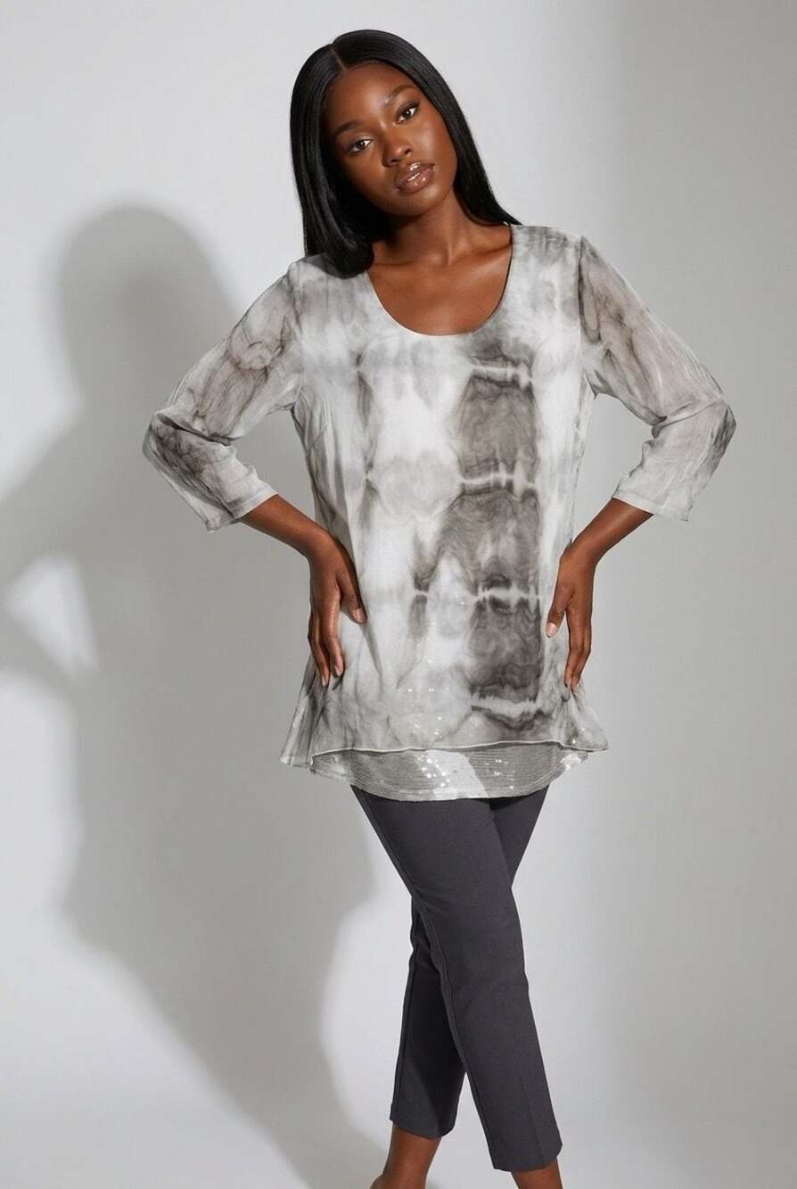 Picadilly Canada Tie Dye Sequin Layered Tunic Top XXL item 184
